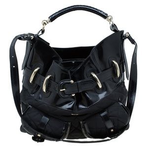 NWT Burberry Bromley Hobo Patent Leather Black on Black